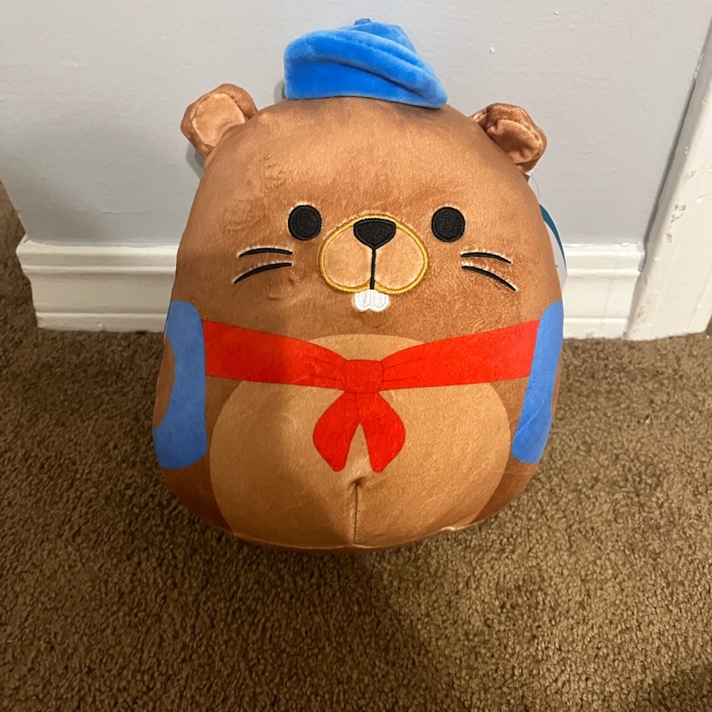 Chip the Beaver Squishmallow- with hat and backpack
